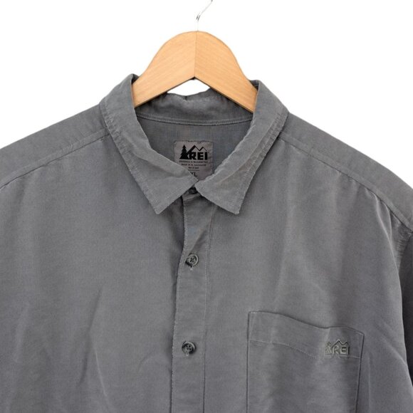 REI Modal Blend Shirt Mens Grey Short Sleeve Button Down Size XL - Picture 3 of 8